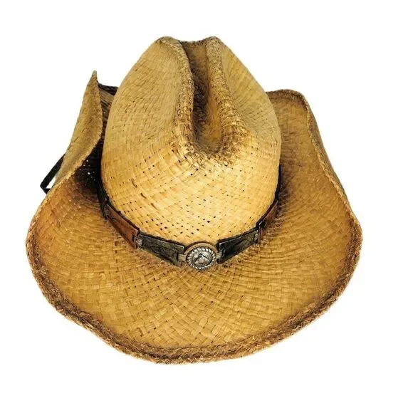 Monte Carlo Straw Raffia Bullhide Hat Co Western Rockabilly Boho Cowboy Size XL - Picture 4 of 11
